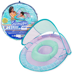 SwimWays Baby Spring Float Mermaid Canopy in pool setting