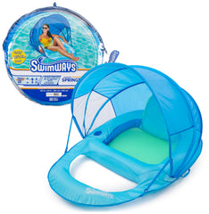 SwimWays Spring Float Recliner with Canopy shaded pool lounging