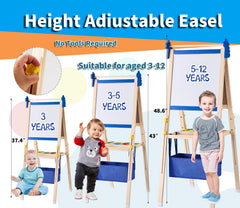 SWINSKUAD wooden height-adjustable easel suitable for growing children.