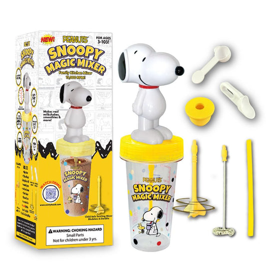 Swirly Heads MAGIC MIXER Snoopy bladeless safety for kids' independent mixing.