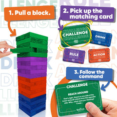 SWOOC colored blocks in action deliver fast-paced challenges and laughs.