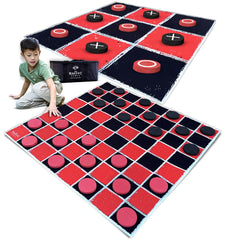 SWOOC Games 2-in-1 giant checkers on a 4x4 mat for outdoor play