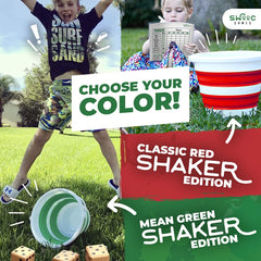 SWOOC red shaker bucket with lid for outdoor storage and quick setup.