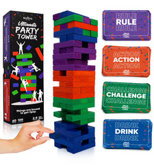 SWOOC Ultimate Party Tower setup with colorful blocks for group play fun.