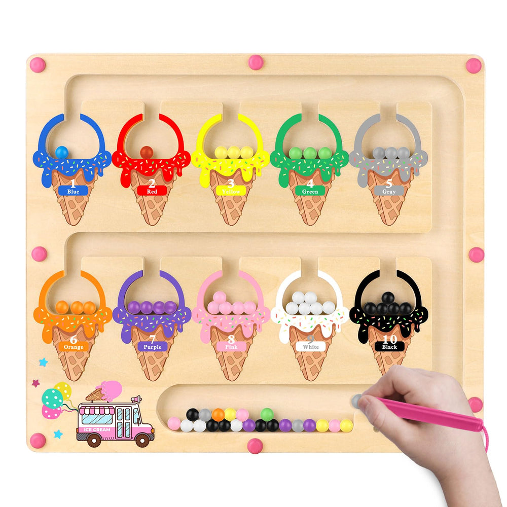 Syahro Montessori color-number maze front view showcases engaging color sorting and counting play.