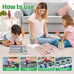 Syahro toddler busy board promotes fine motor skills during imaginative play