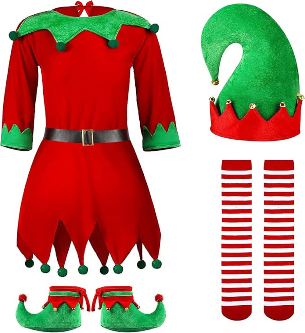 Syhood elf costume hat completes Santa's helper look for kids