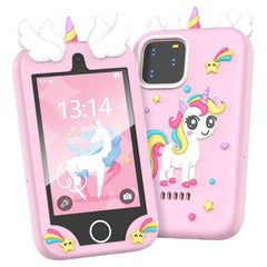 Sylvanthos Kids Smart Phone Toy pink front view with dual cameras for selfies