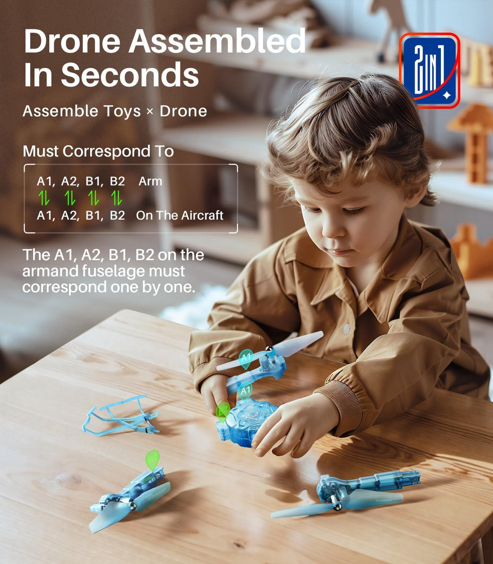 SYMA mini drone during interactive assembly for kids