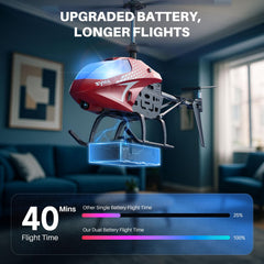 SYMA RC helicopter LED lights illuminate night flights with seven colors.