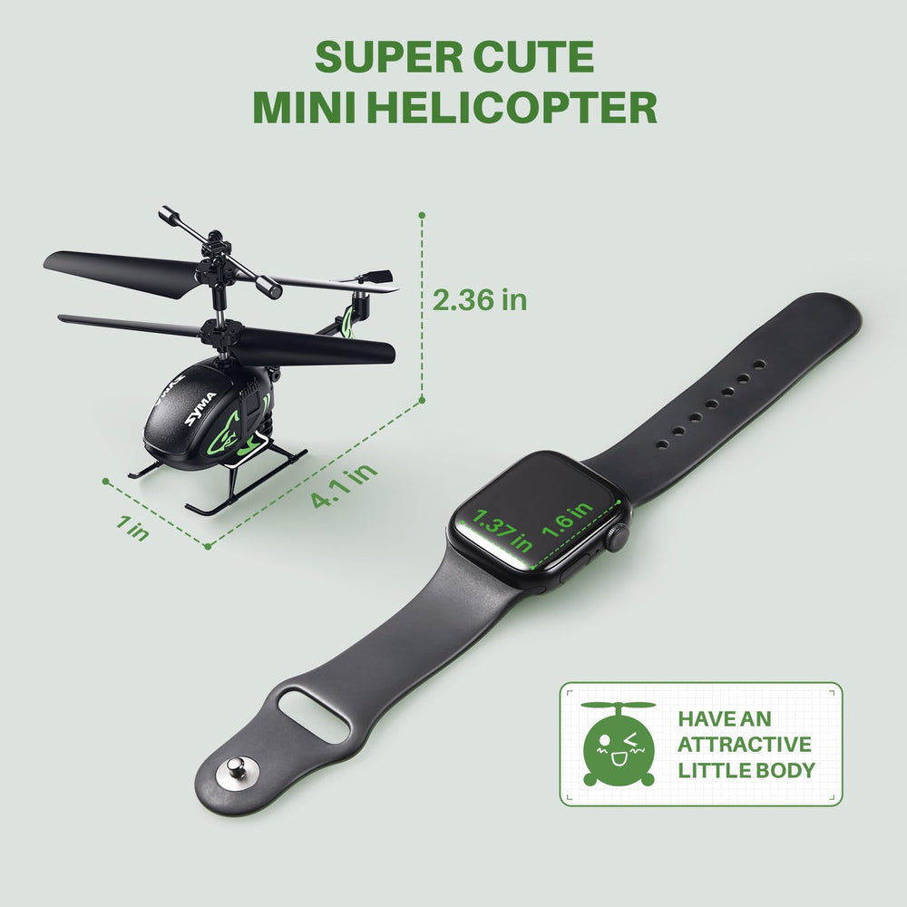 SYMA S100 pocket size design highlights a palm sized helicopter for on the go.
