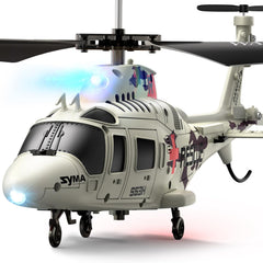 SYMA S53H rescue helicopter front view with lifelike design for immersive play.