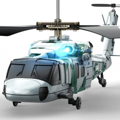 SYMA S54H helicopter front view highlights realistic military design for adventurous play.