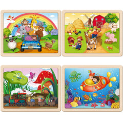 SYNARRY four-in-one puzzle set close-up with bright pieces for visual engagement.
