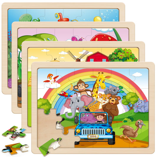 SYNARRY large animals puzzle box front view shows sturdy, kid-friendly design.