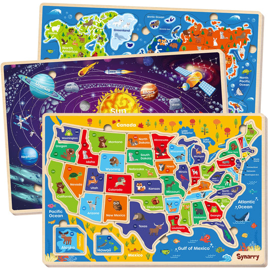 SYNARRY large USA world map puzzle helps kids learn geography through hands-on play.