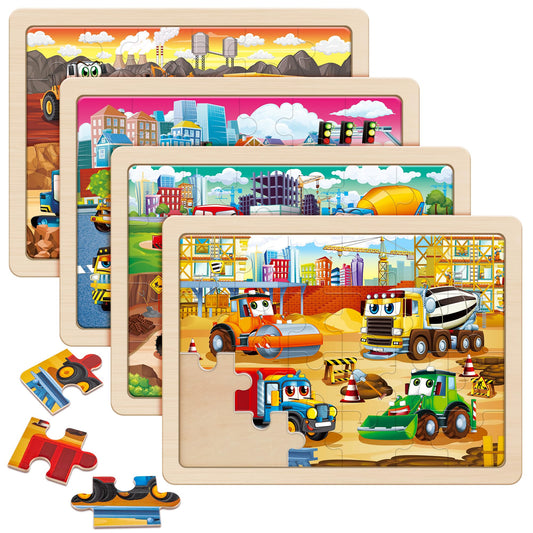 SYNARRY large wooden construction puzzle box shows four themes for creative play and early learning.