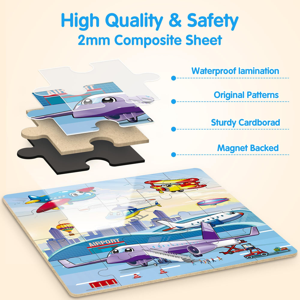 SYNARRY thick cardboard puzzle pieces with strong magnets for durability