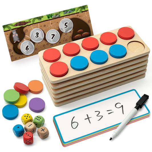 SYNARRY ten-frame set with six frames and bright counters for visual math learning