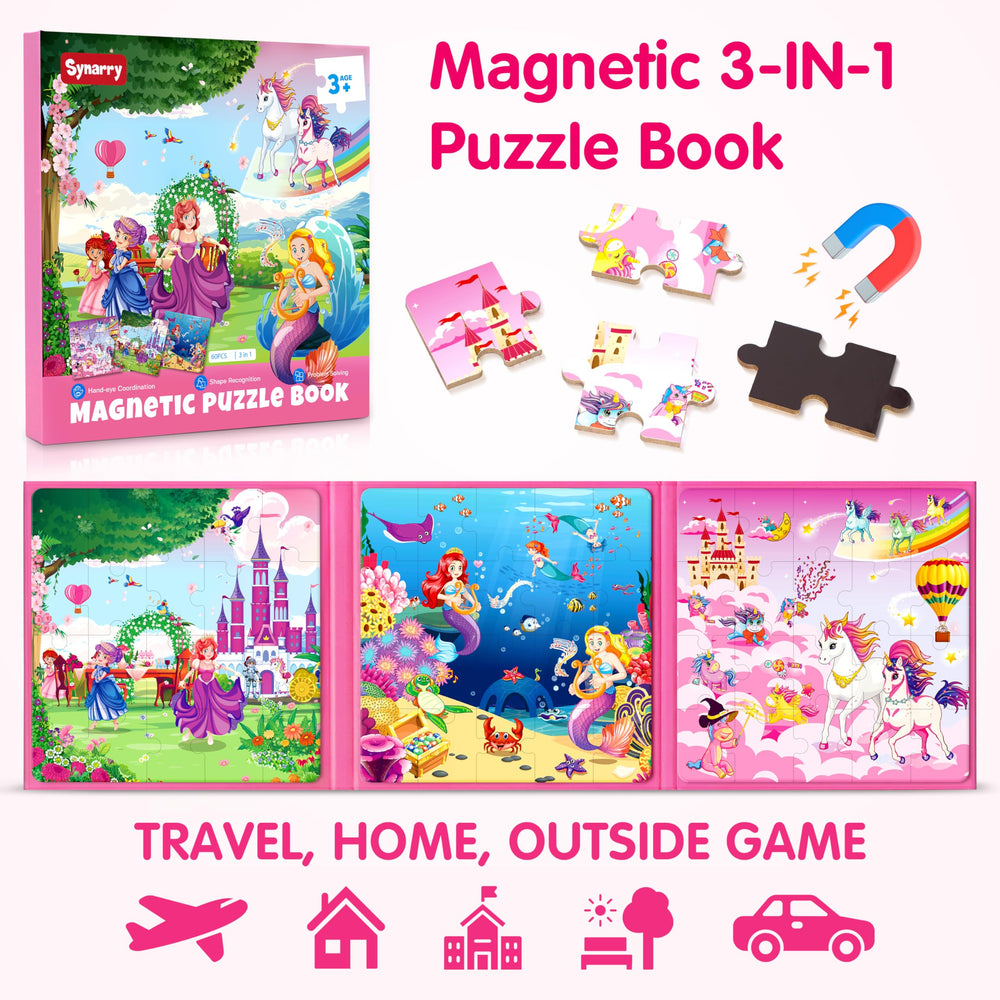 SYNARRY travel-friendly magnetic puzzles in a compact book for trips