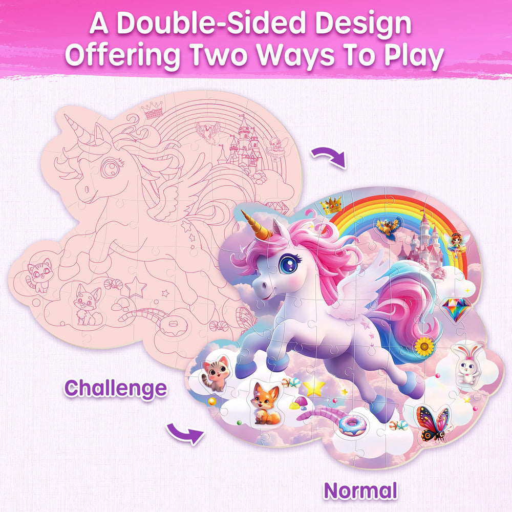 SYNARRY Unicorn floor puzzle regular side designed for ages 3-5.