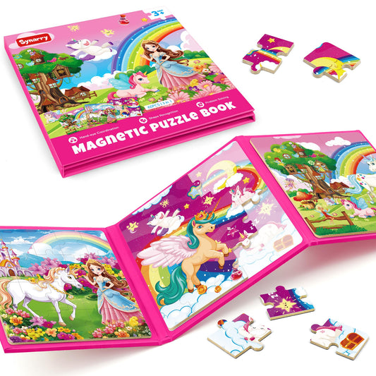 SYNARRY Unicorn Princess Fairy Magnetic Puzzles encourage imaginative play and quiet learning on the go.