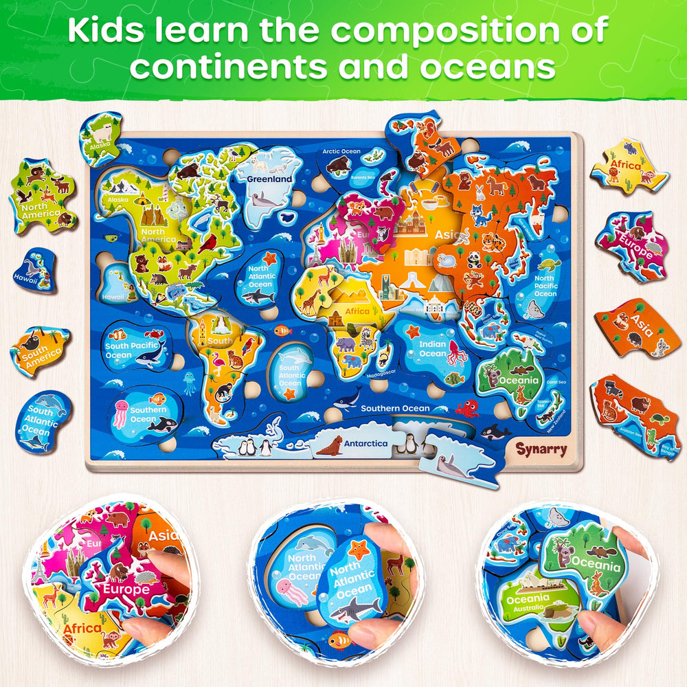 SYNARRY US World Puzzles bright colors emphasize distinct regions for easy learning.