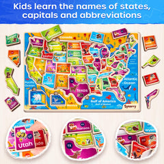 SYNARRY US World Puzzles wooden world map in use highlights global exploration.