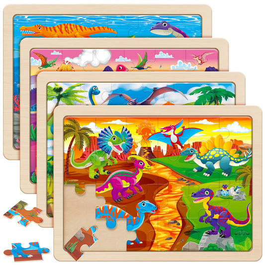 SYNARRY wooden dinosaur puzzle pieces for kids promote hands-on play and problem solving.