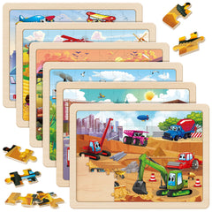 SYNARRY wooden puzzle construction truck theme boosts spatial awareness and fine motor skills