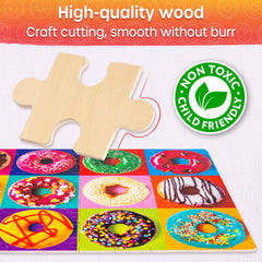 SYNARRY wooden donut puzzle theme, cheerful shapes aid fine motor skills.