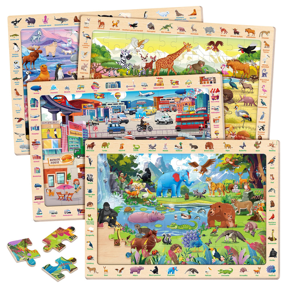 SYNARRY wooden puzzle jungle scene for problem solving and imaginative play