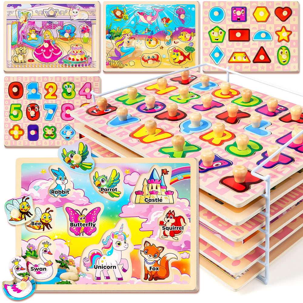 SYNARRY wooden alphabet puzzle pieces support early literacy and fine motor skills.