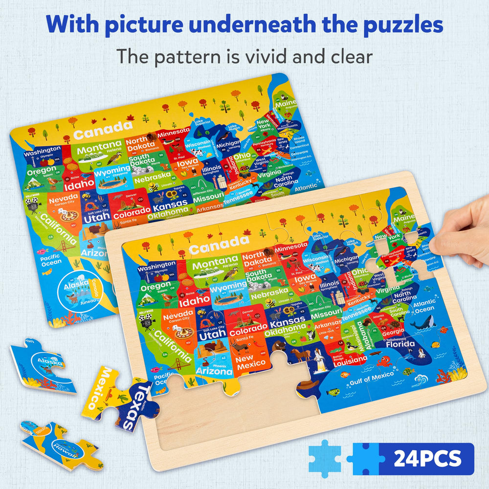 SYNARRY World map wooden puzzle pieces to explore continents and oceans