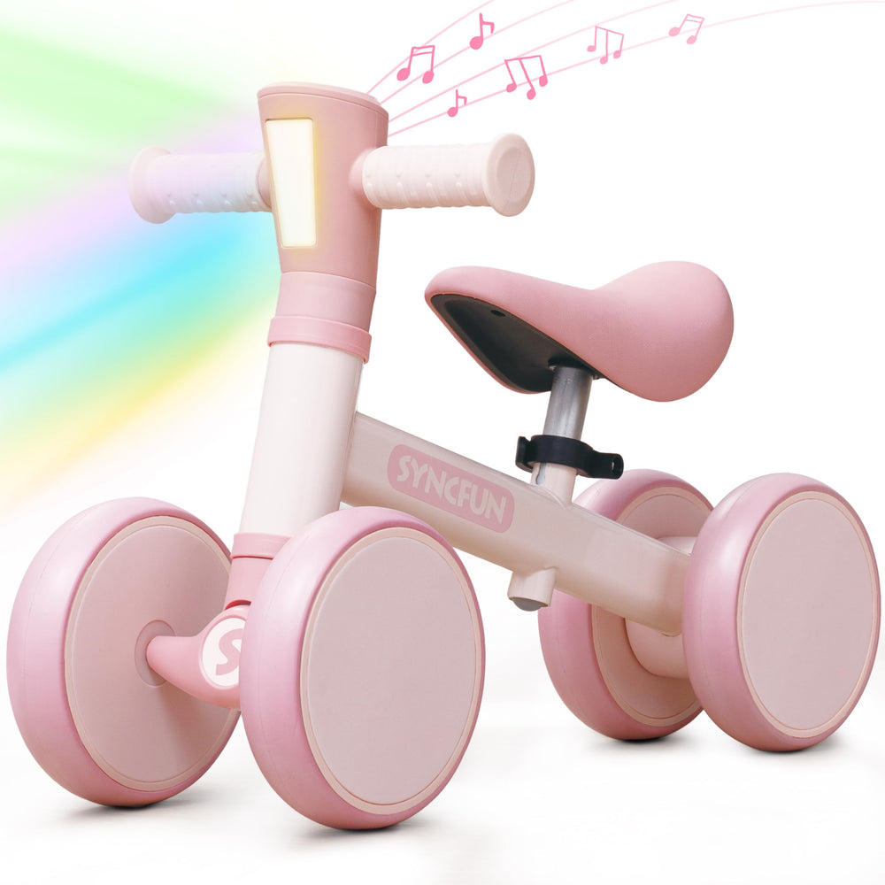 SYNCFUN baby balance bike pink lights enhance playtime and visibility indoors