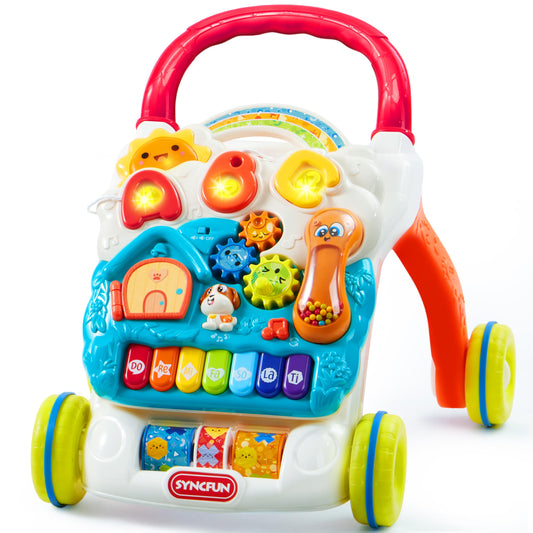 SYNCFUN baby learning walker front view supports safe early walking exploration.