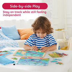 SYNCFUN storage bags keep puzzle pieces organized for easy cleanup.