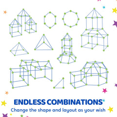 SYNCFUN kit encouraging multi-child teamwork for collaborative fort-building play.