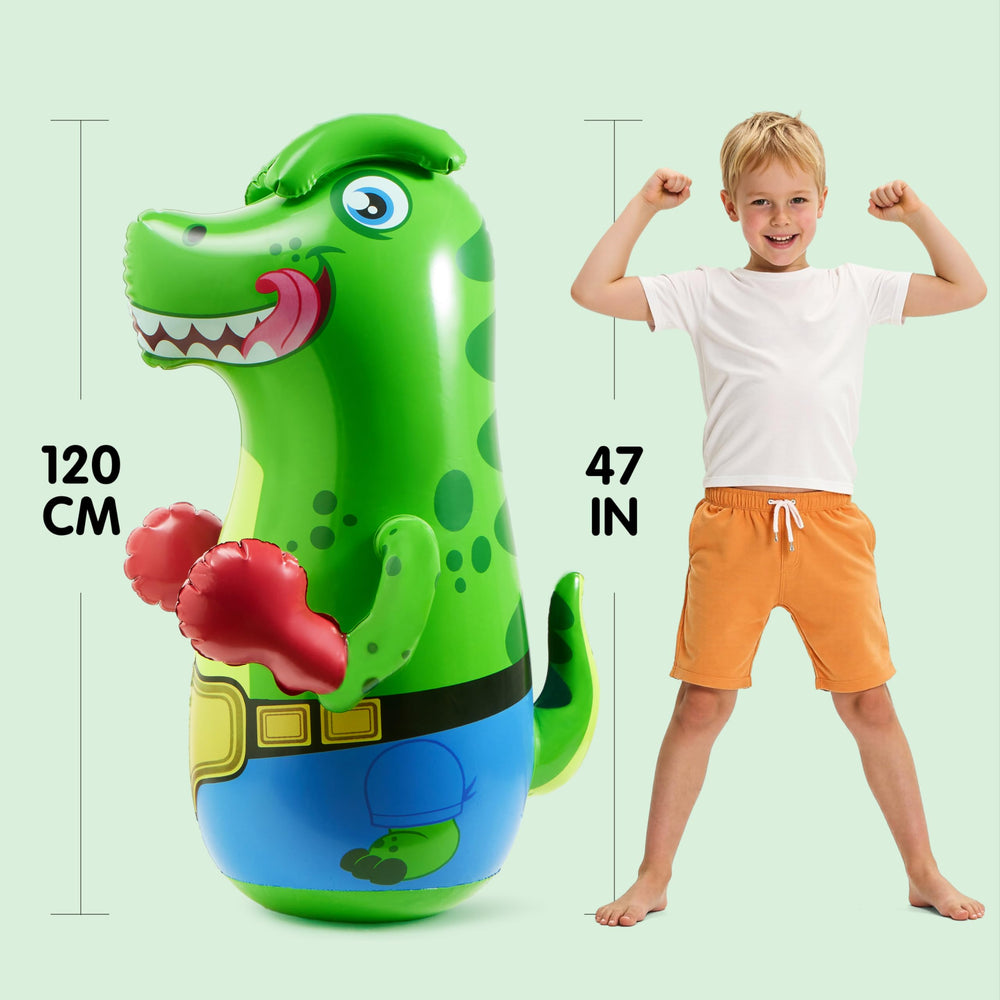SYNCFUN T-Rex Bopper deflated for compact storage after play