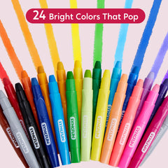 SYNCFUN twist-up crayons closeup: creamy color and twist mechanism