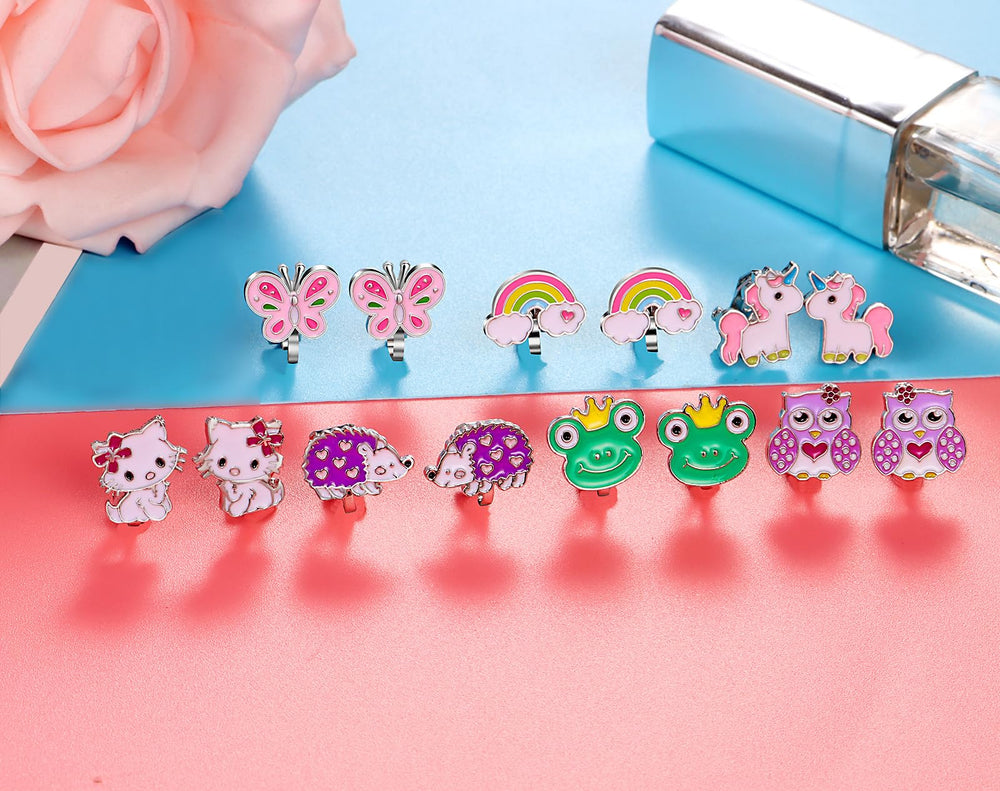 SYNLIN pink butterfly clip-on earrings for colorful everyday outfits.