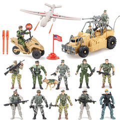 SYUUKH US Army men with K9 dog for realistic, imaginative play
