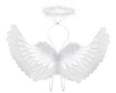 SzJias Angel Wings White Open: lightweight, sturdy wings for easy cosplay and photos.