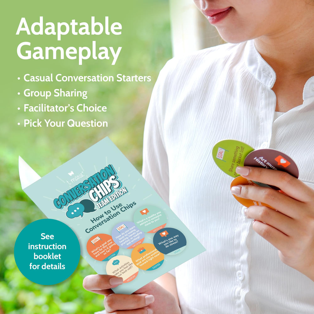 T MARIE Conversation Chips Double-sided prompts enable flexible sharing.