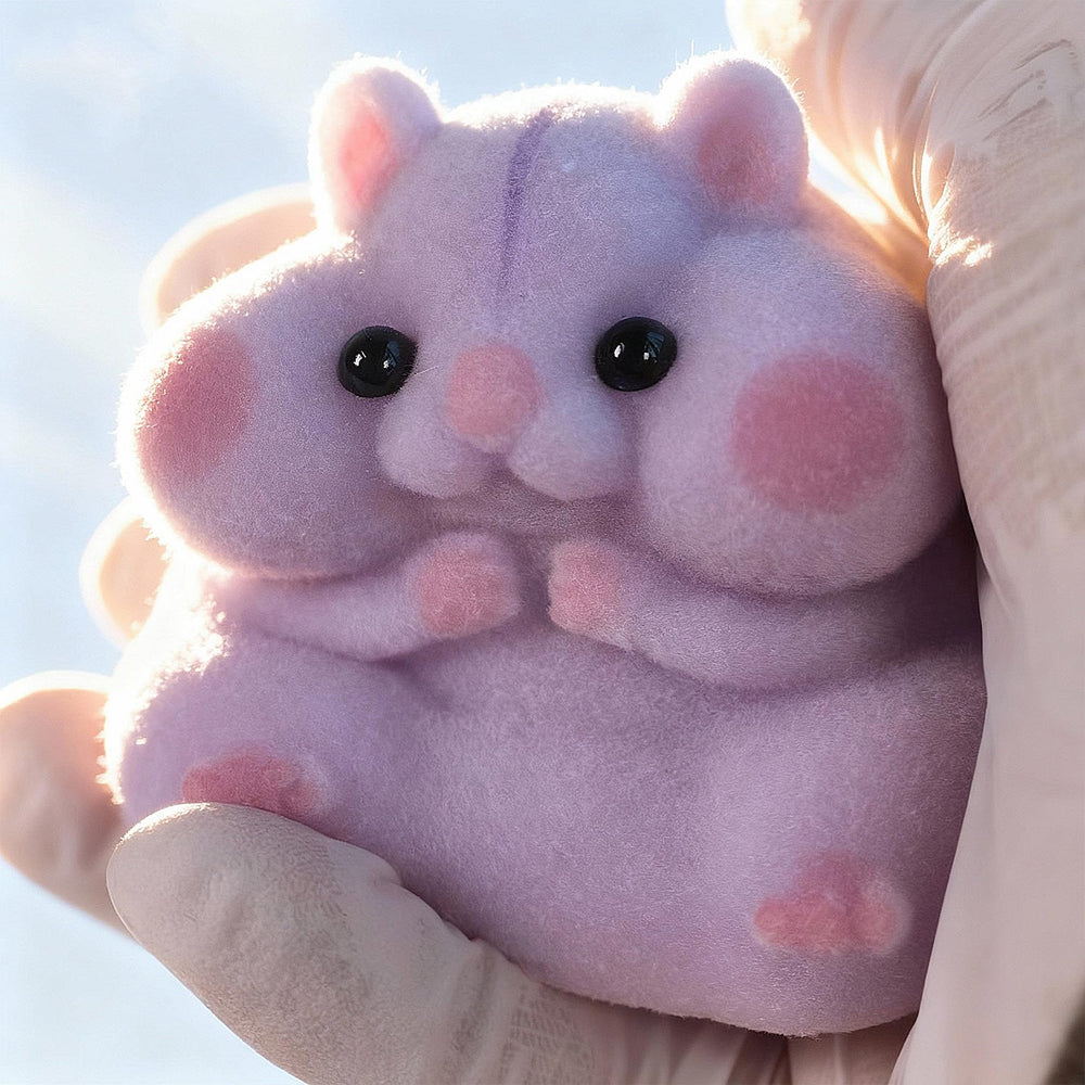 Close-up of mochi texture on Taba hamster for soothing tactile play.