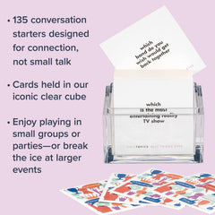TableTopics Best Things Ever icebreaker cards in hand ready to start.
