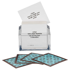 TableTopics question cards close-up, sparking lively dialogue in gatherings.