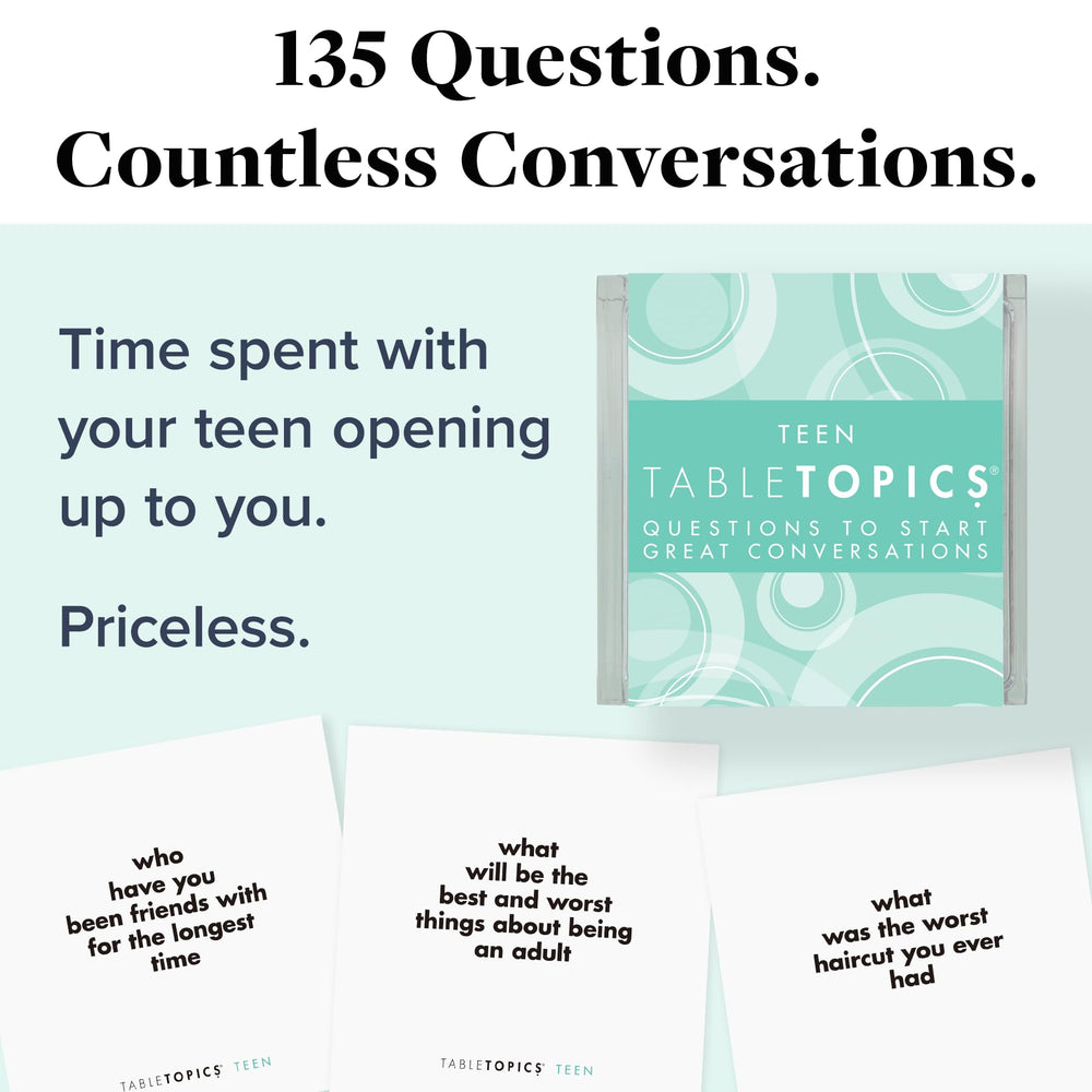 TableTopics Teen card stack close-up ready for lively teen hangouts.