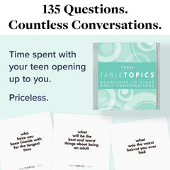 TableTopics Teen card stack close-up ready for lively teen hangouts.