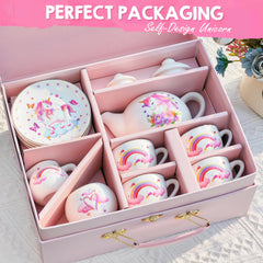 Tacobear unicorn tea set suitcase provides sturdy storage for easy transport outdoors